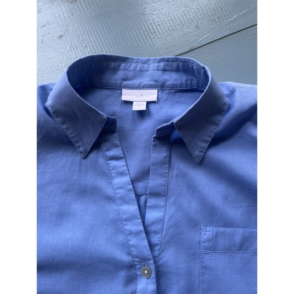 J.Jill Periwinkle Blue Collared Button Down Shirt Soft Minimal Capsule Top - Picture 5 of 11